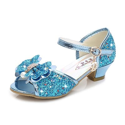 Princess Kids Leather Shoes for Girls Flower Casual Glitter Children High