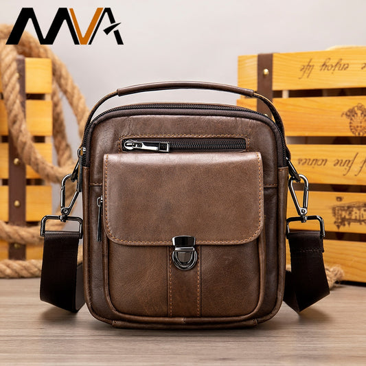 MVA Genuine Leather Men's Messenger Bag Shoulder Bags for Men Crossbody Bags Small Man