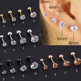 1 pcs Medical Stainless steel Crystal Zircon Ear Studs Earrings