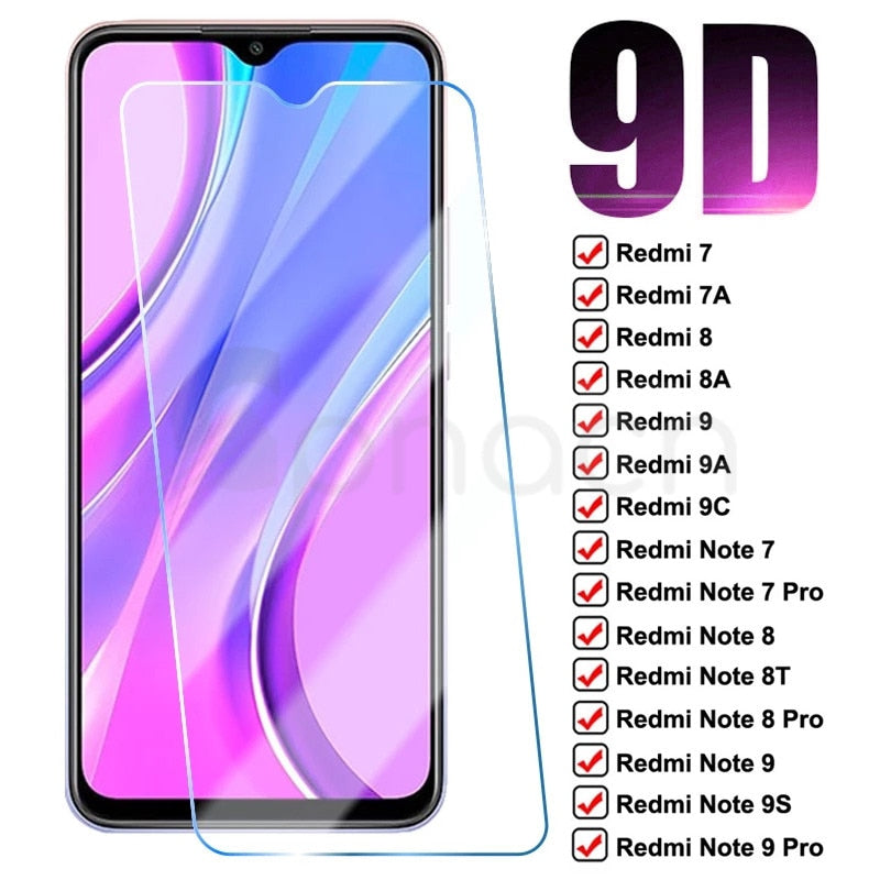 9D Protection Glass For Xiaomi Redmi 9 9A 9C 8 8A 7 7A Tempered Screen