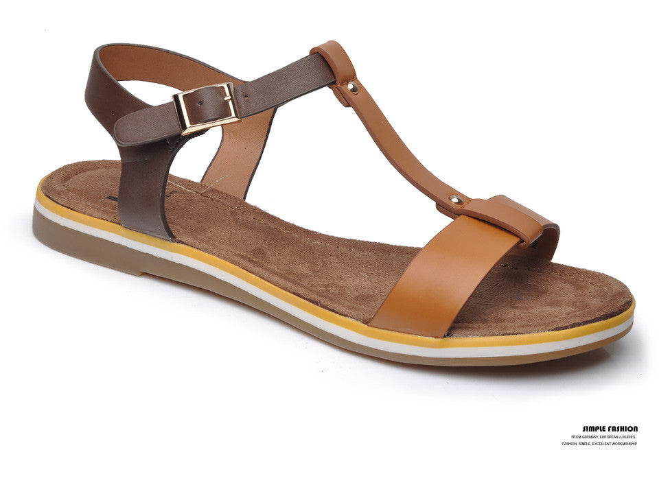 2016 Summer Fashion Brown Shoes Flat Heel Flip Brief Herringbone Flip-flop