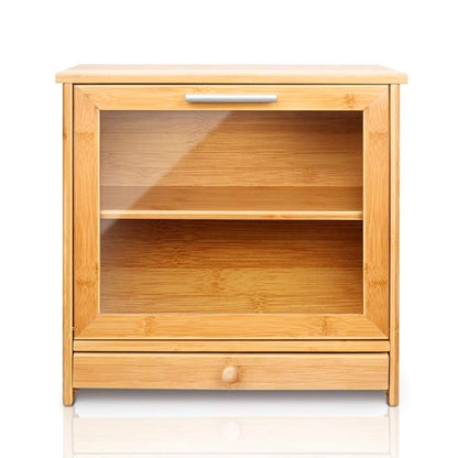 Bamboo Bread Box With Cutting Board Detachable Storage Bin Boxes Big Food Container