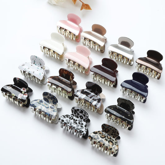 3PCS/Set Acrylic Print Hair Clips Small Crabs Women Girl Pearl Leopard Hair Clamp