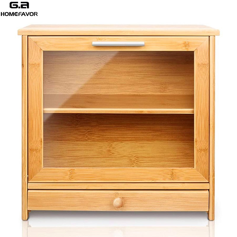 Bamboo Bread Box With Cutting Board Detachable Storage Bin Boxes Big Food Container