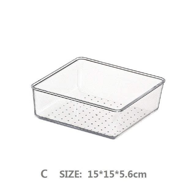7 Sizes Desk Drawer Organizer Clear Drawer Dividers Storage Box Bins Case Trays for Utensil Makeup Groceries Bathroom Bedroom