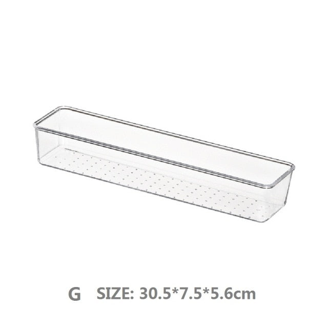 7 Sizes Desk Drawer Organizer Clear Drawer Dividers Storage Box Bins Case Trays for Utensil Makeup Groceries Bathroom Bedroom