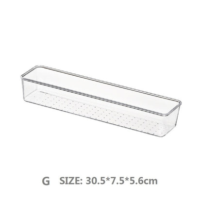 7 Sizes Desk Drawer Organizer Clear Drawer Dividers Storage Box Bins Case Trays for Utensil Makeup Groceries Bathroom Bedroom