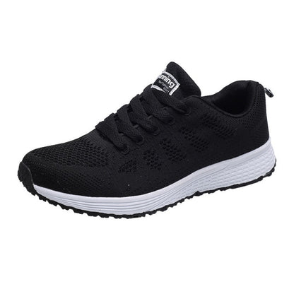 Tennis Shoes For Women Fashion Casual Shoes Lace-Up Breathable Mesh Round Cross Strap Flat Sneakers