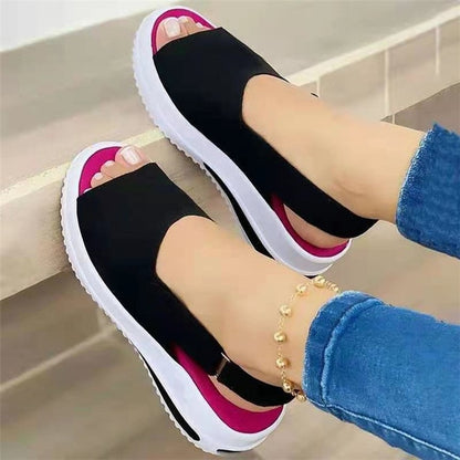 Shoes Women Platform Sandals 2021 Velcro Stretch Fabric Summer Women's Comfort