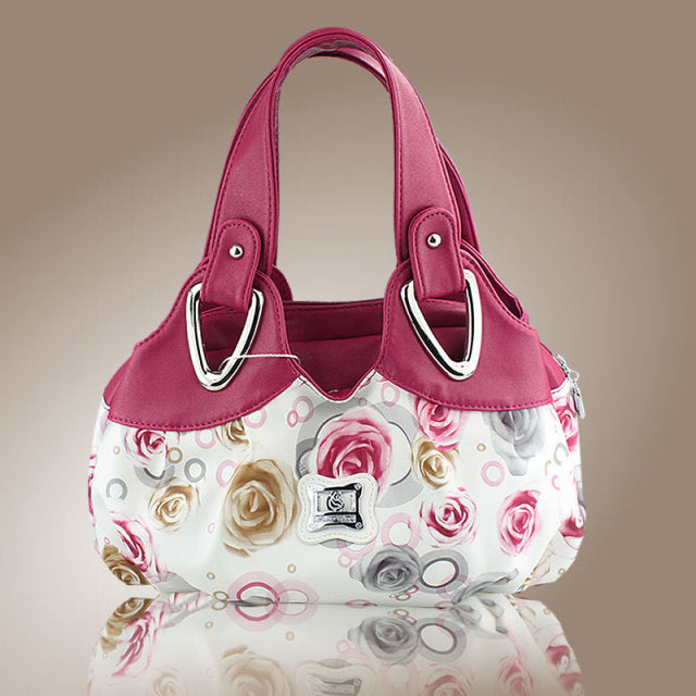 flower pattern Top-Handle Bags for Girls Hobos small Women Leather tote Bag Women Bag Female