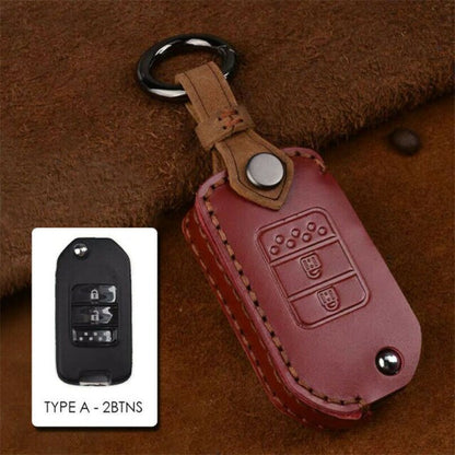 Genuine Leather Remote Flip Key Fob Case Cover For Honda Civic CR-V XR-V BR-V Accord Odyssey Insight keychain