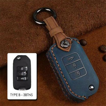 Genuine Leather Remote Flip Key Fob Case Cover For Honda Civic CR-V XR-V BR-V Accord Odyssey Insight keychain
