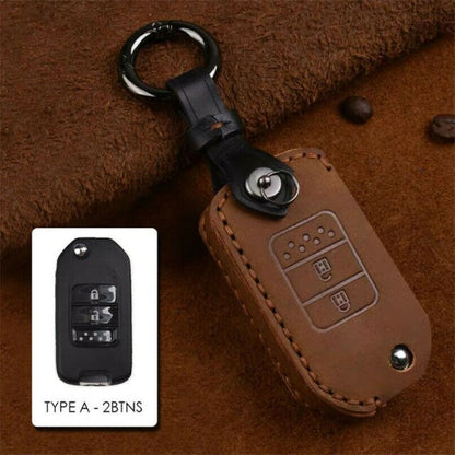 Genuine Leather Remote Flip Key Fob Case Cover For Honda Civic CR-V XR-V BR-V Accord Odyssey Insight keychain