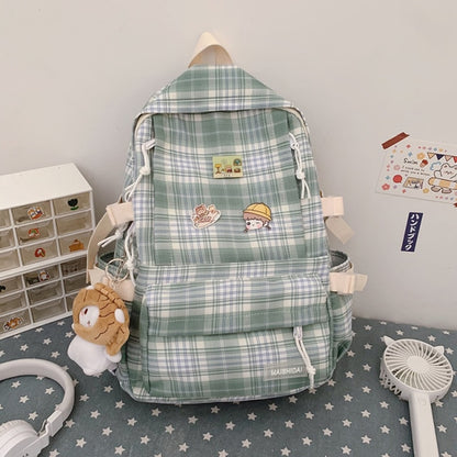 Japanese Plaid Backpack New Korean Large capacity Students schoolbag