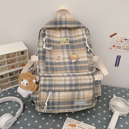 Japanese Plaid Backpack New Korean Large capacity Students schoolbag