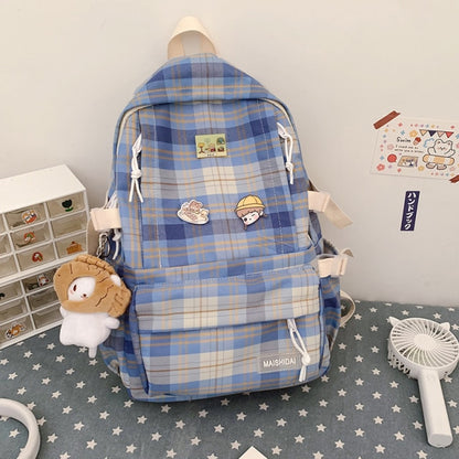 Japanese Plaid Backpack New Korean Large capacity Students schoolbag