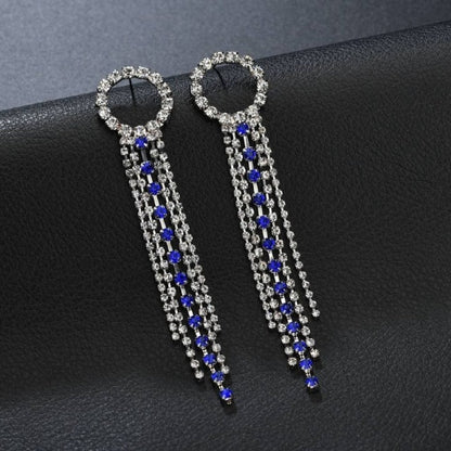 New Luxury Rhinestone Crystal Long Tassel Earrings for Women