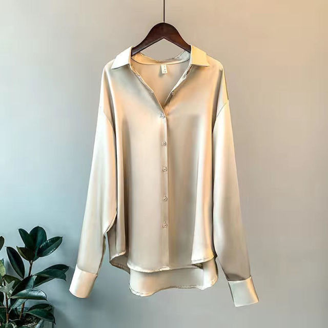Spring 2021 Womens Clothing Silk Shirt Vintage Blouse Women Sheer Top Women