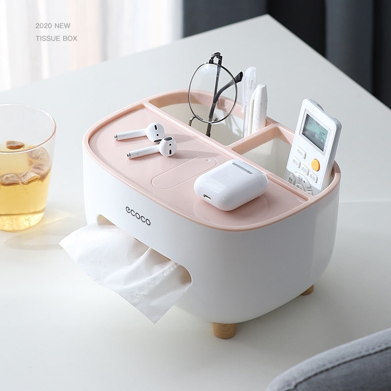 Home Kitchen Desk Tissue Case Plastic Cover ABS Tissue Holder Makeup Cosmetic Storage Box Organizer Living Room Home Decoration - Shopy Max