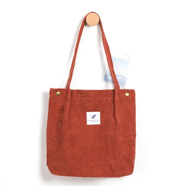MABULA Casual Foldable Corduroy Shopping Bag High Quality Eco friendly