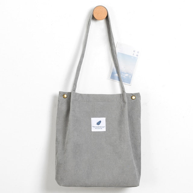 MABULA Casual Foldable Corduroy Shopping Bag High Quality Eco friendly