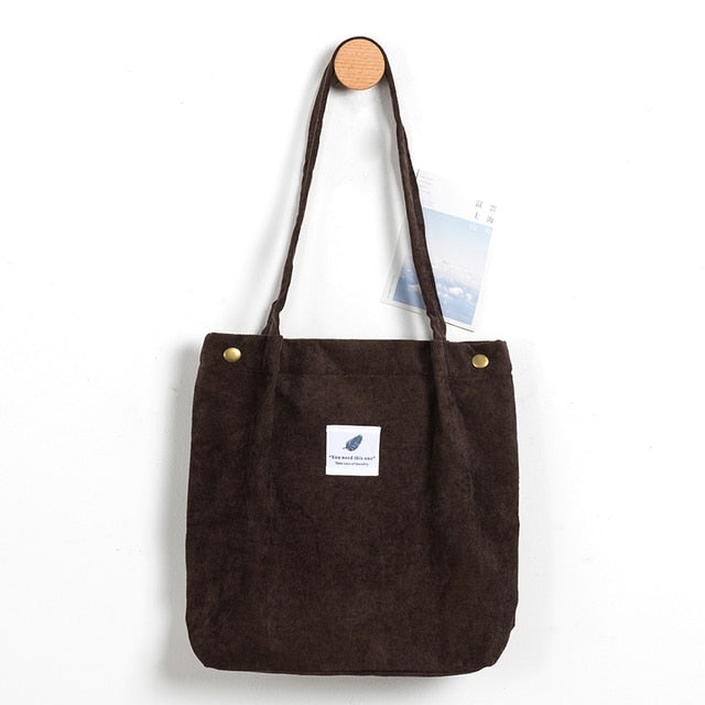 MABULA Casual Foldable Corduroy Shopping Bag High Quality Eco friendly
