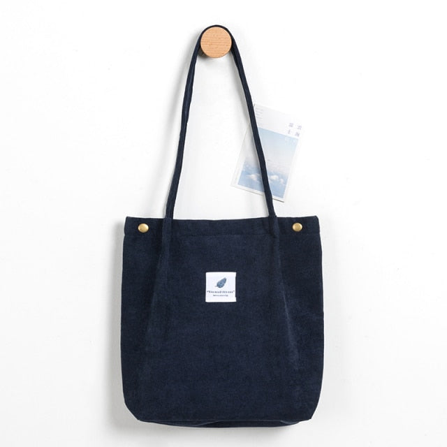 MABULA Casual Foldable Corduroy Shopping Bag High Quality Eco friendly