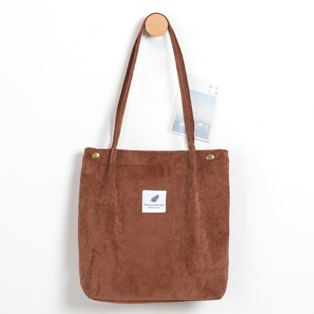 MABULA Casual Foldable Corduroy Shopping Bag High Quality Eco friendly
