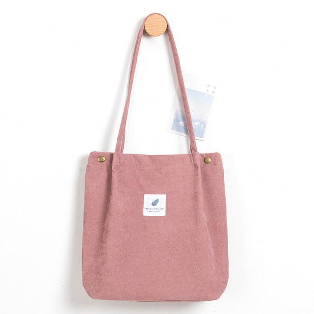 MABULA Casual Foldable Corduroy Shopping Bag High Quality Eco friendly