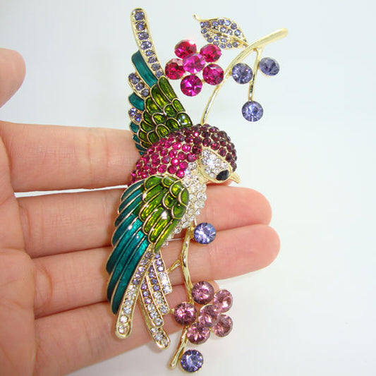 Details about  4.21" Colorful Swallow Bird Flower Brooch Pin Rhinestone Crystal Multi Enamel