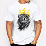 men's lastest 2016 fashion short sleeve king of lion printed t-shirt funny tee shirts Hipster O-neck cool tops
