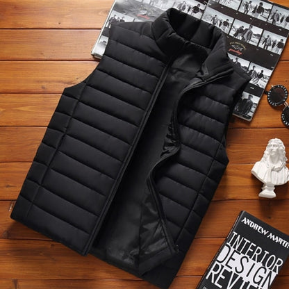 Aiwetin Mens Jacket Sleeveless Vest Winter Fashion Male Cotton-Padded