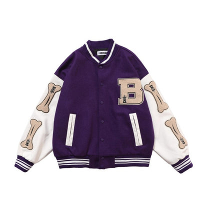 2020 hip hop streetwear baseball jacket coat letter B bone embroidery Stand-up