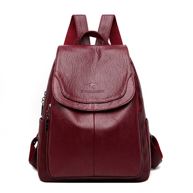 Women Quality Leather Backpacks for Girls Sac A Dos Casual Daypack