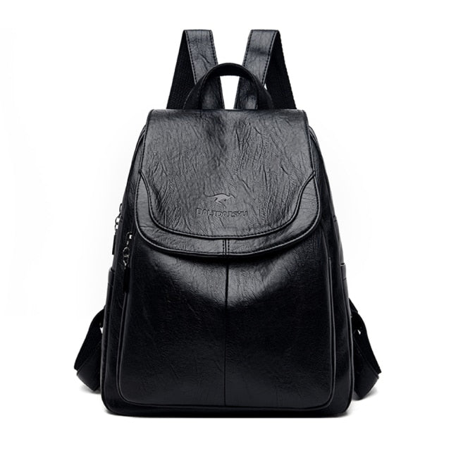 Women Quality Leather Backpacks for Girls Sac A Dos Casual Daypack