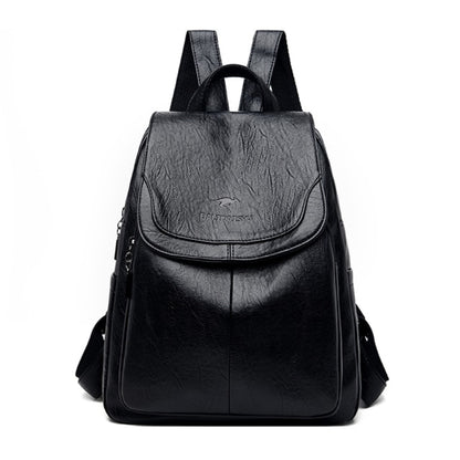 Women Quality Leather Backpacks for Girls Sac A Dos Casual Daypack