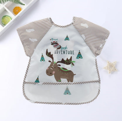Baby Kids Toddler Long Sleeve Scarf Waterproof Art Smock Feeding Bib Apron Pocket