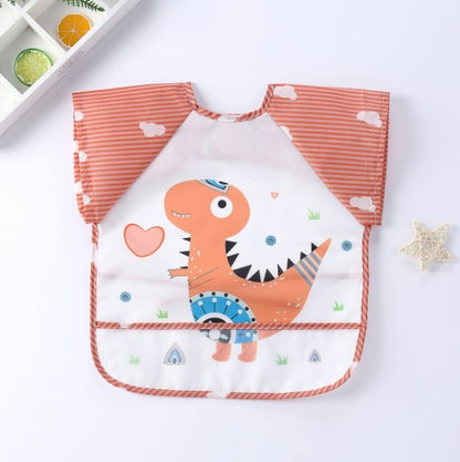 Baby Kids Toddler Long Sleeve Scarf Waterproof Art Smock Feeding Bib Apron Pocket