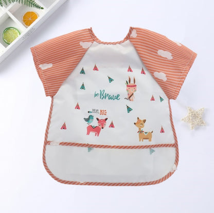 Baby Kids Toddler Long Sleeve Scarf Waterproof Art Smock Feeding Bib Apron Pocket