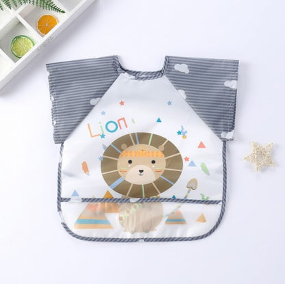Baby Kids Toddler Long Sleeve Scarf Waterproof Art Smock Feeding Bib Apron Pocket