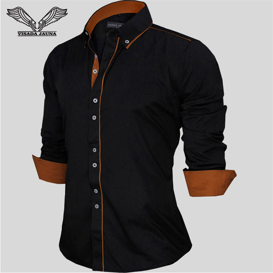 European Size Men's Shirt 2017 New Fashion 100% Cotton Men's Slim Business Casual - Shopy Max