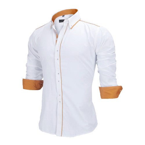 European Size Men's Shirt 2017 New Fashion 100% Cotton Men's Slim Business Casual - Shopy Max