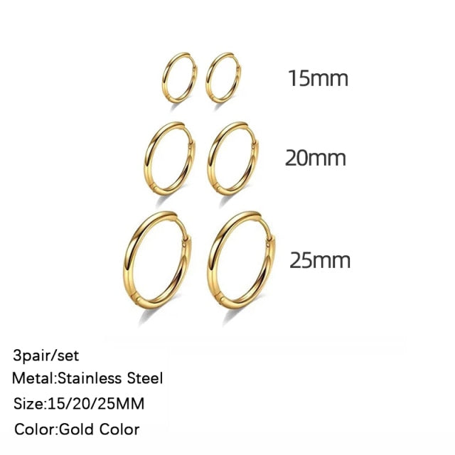 Classic Stainless Steel Ear Buckle for Women Trendy Gold Color
