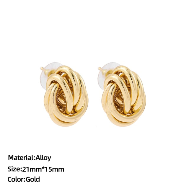 Classic Stainless Steel Ear Buckle for Women Trendy Gold Color