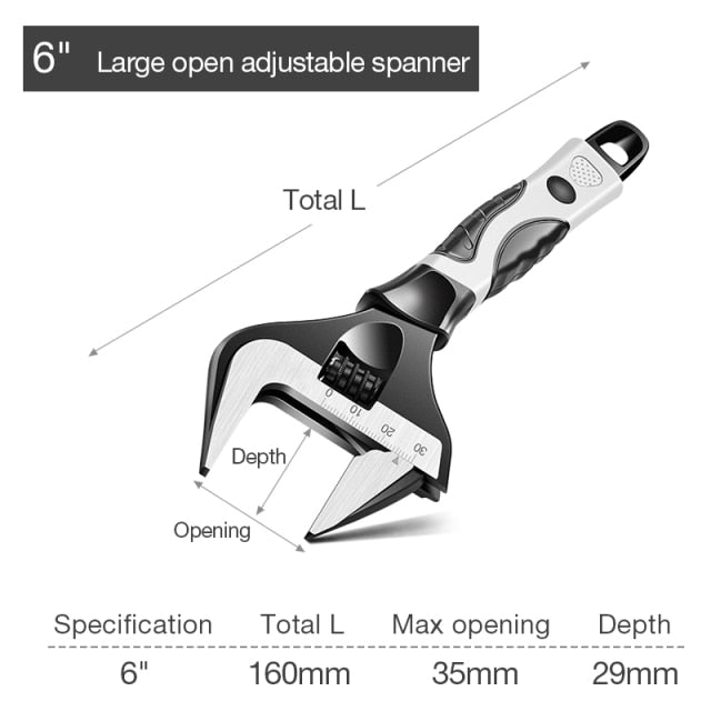 DTBD Adjustable Wrench Stainless Steel Universal Spanner Mini Nut Key