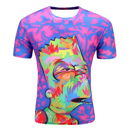 Men's Short Sleeve Polyester O-Neck T-Shirt Punk 3D thinkers/tree Printed T shirt Men t shirt