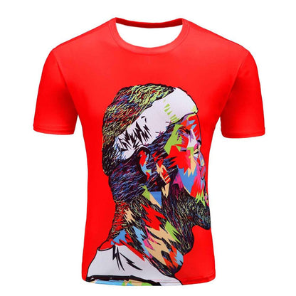Men's Short Sleeve Polyester O-Neck T-Shirt Punk 3D thinkers/tree Printed T shirt Men t shirt