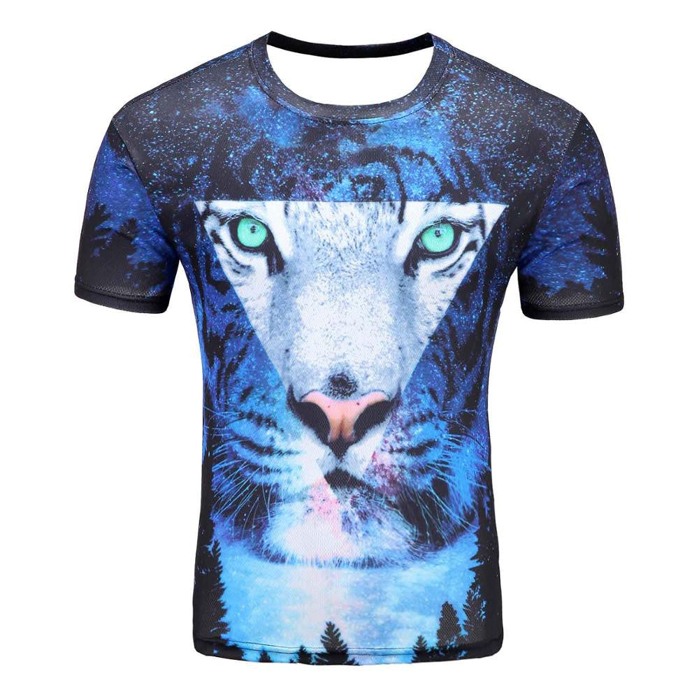 Men's Short Sleeve Polyester O-Neck T-Shirt Punk 3D thinkers/tree Printed T shirt Men t shirt