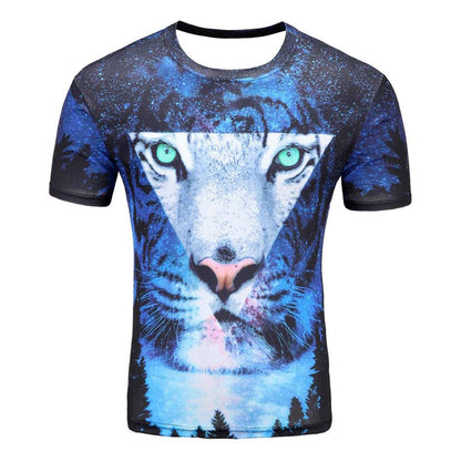 Men's Short Sleeve Polyester O-Neck T-Shirt Punk 3D thinkers/tree Printed T shirt Men t shirt