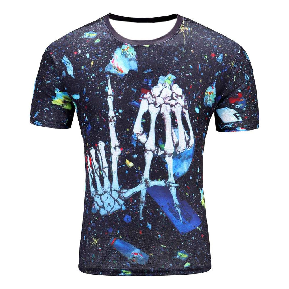 Men's Short Sleeve Polyester O-Neck T-Shirt Punk 3D thinkers/tree Printed T shirt Men t shirt